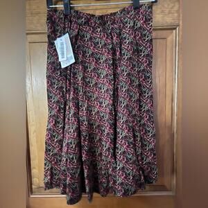 LuLaRoe Madison Skirt Pleated Black Pockets 80's 90's Neon Triangles Medium NWT
